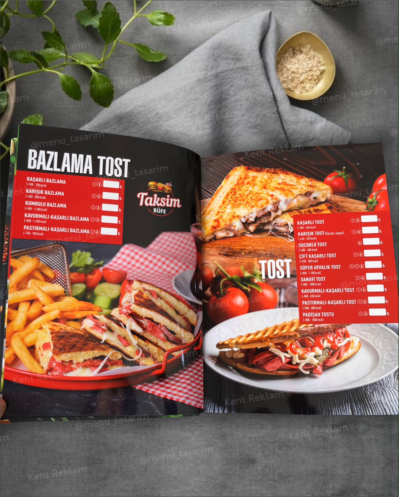 Taksim Büfe Tekirdağ kurumsal restoran cafe menü tasarımı ve baskısı